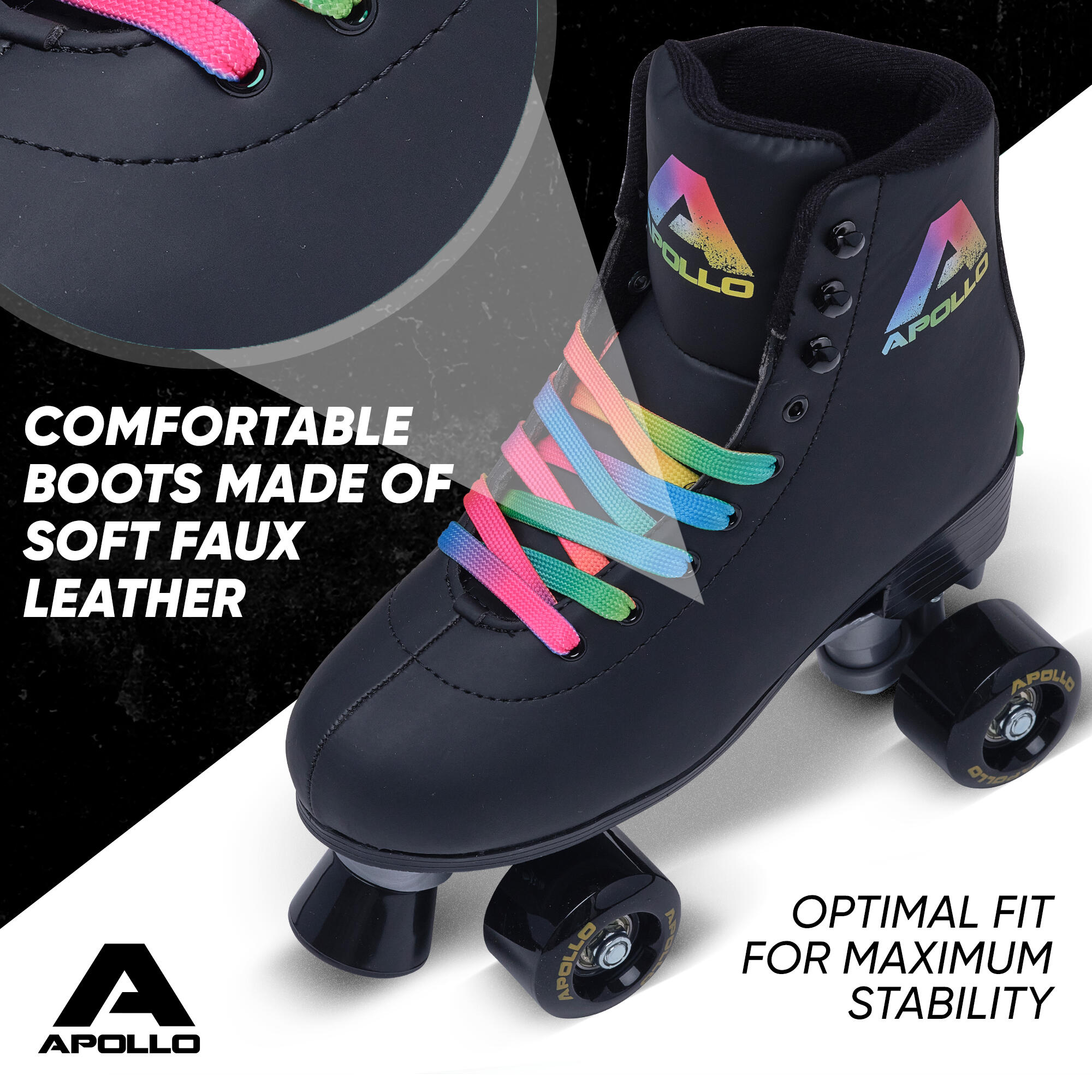 Pattini A Rotelle Moxi Panther - Donna, Pelle Scamosciata Nera, Ruote 58mm - Foto 5