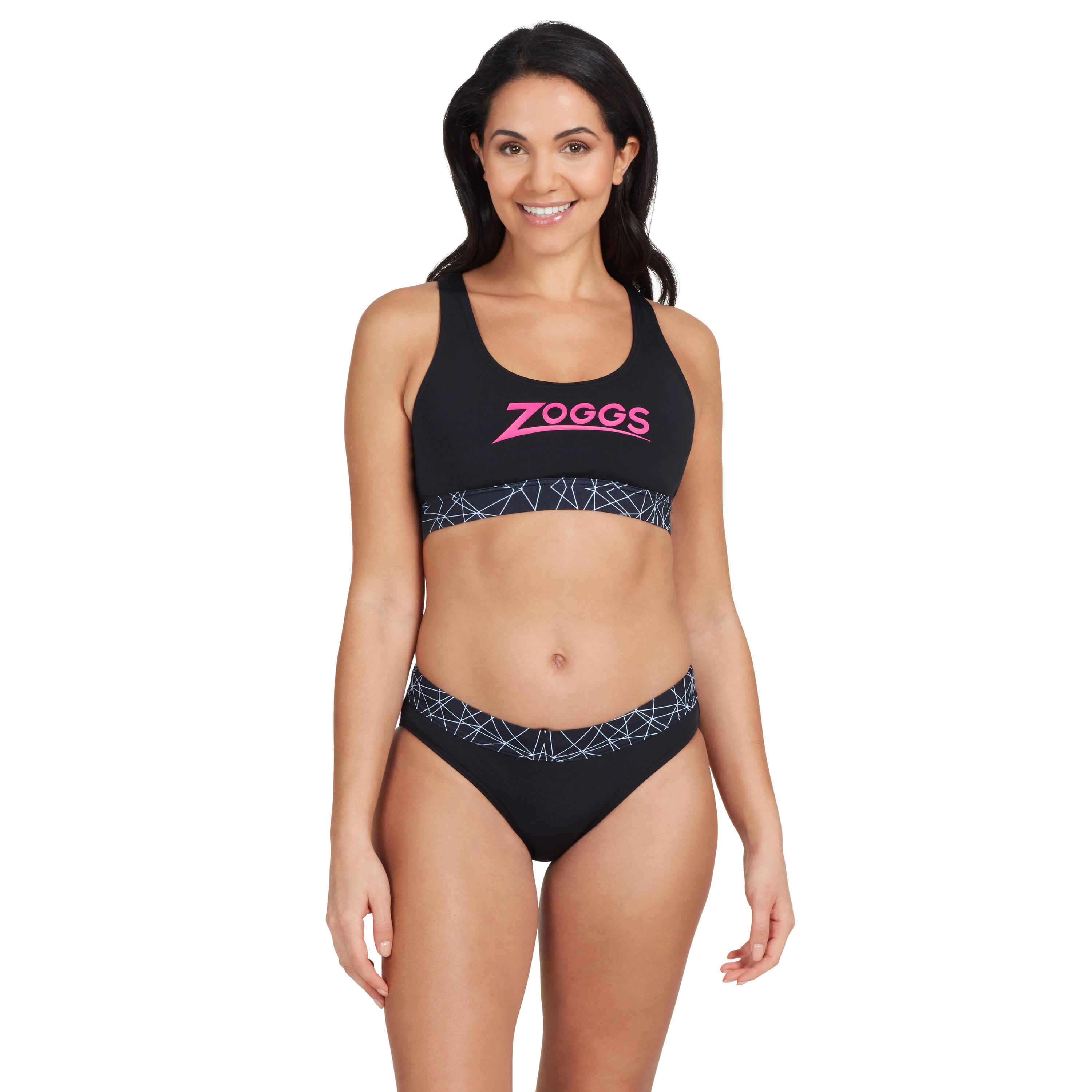 Bikini actionback 2 preto / rosa natação mulher preto zoggs