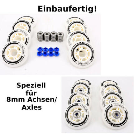 INSTINCT 78mm Inline 8 Rollen montiert ABEC 7, 8mm Spacer für Rollerblade Skate