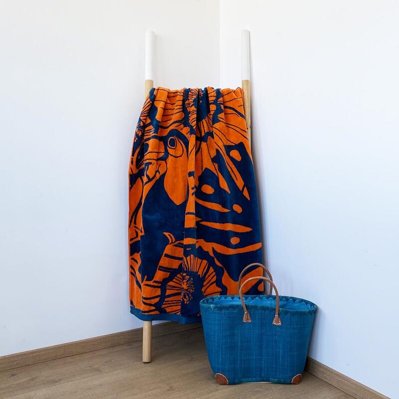 Serviette de plage éponge velours Jacquard Soglio 90x170 400 g/m² orange