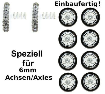 XTR 84mm / 82a Inline 8 Rollen Set montiert ABEC 7, 6mm Spacer für k2 Skates