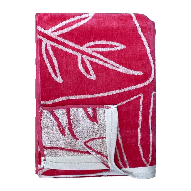 Serviette de plage éponge velours Jacquard Skiva 90x170 400 g/m² rose