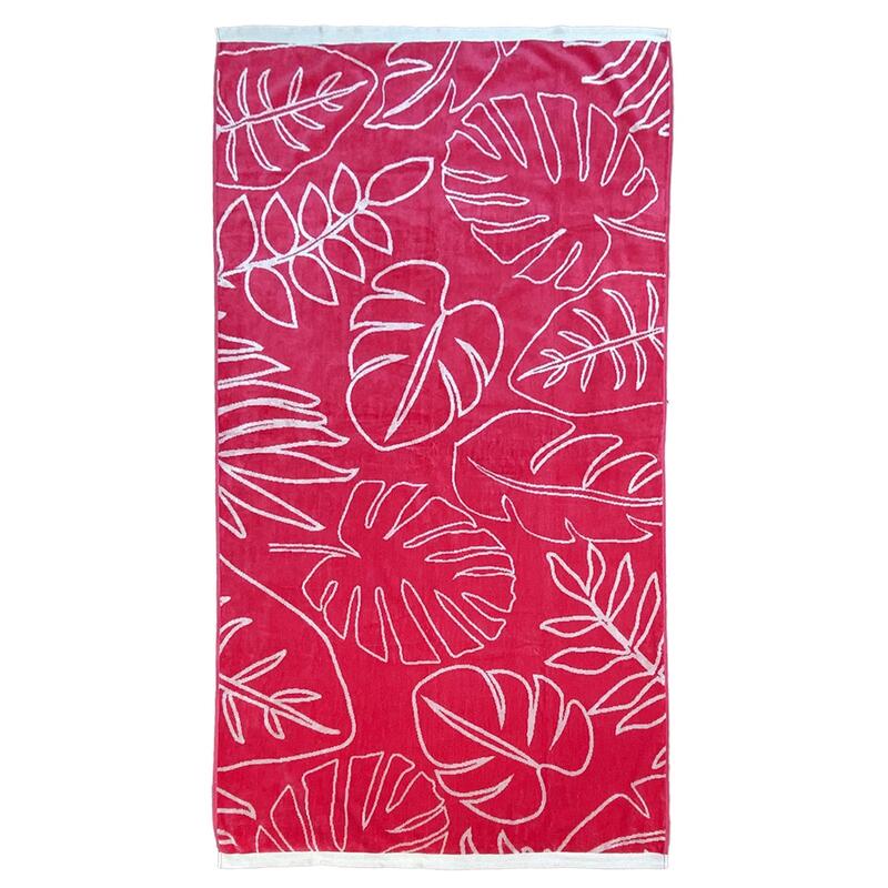 Serviette de plage éponge velours Jacquard Skiva 90x170 400 g/m² rose