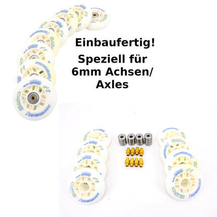 NX360 84mm / 82a Inline 8 Rollen Set montiert ABEC 7, 6mm Spacer für k2 Skates