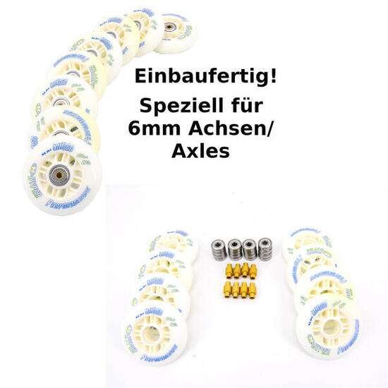 NX360 84mm / 82a Inline 8 Rollen Set montiert ABEC 7, 6mm Spacer für k2 Skates