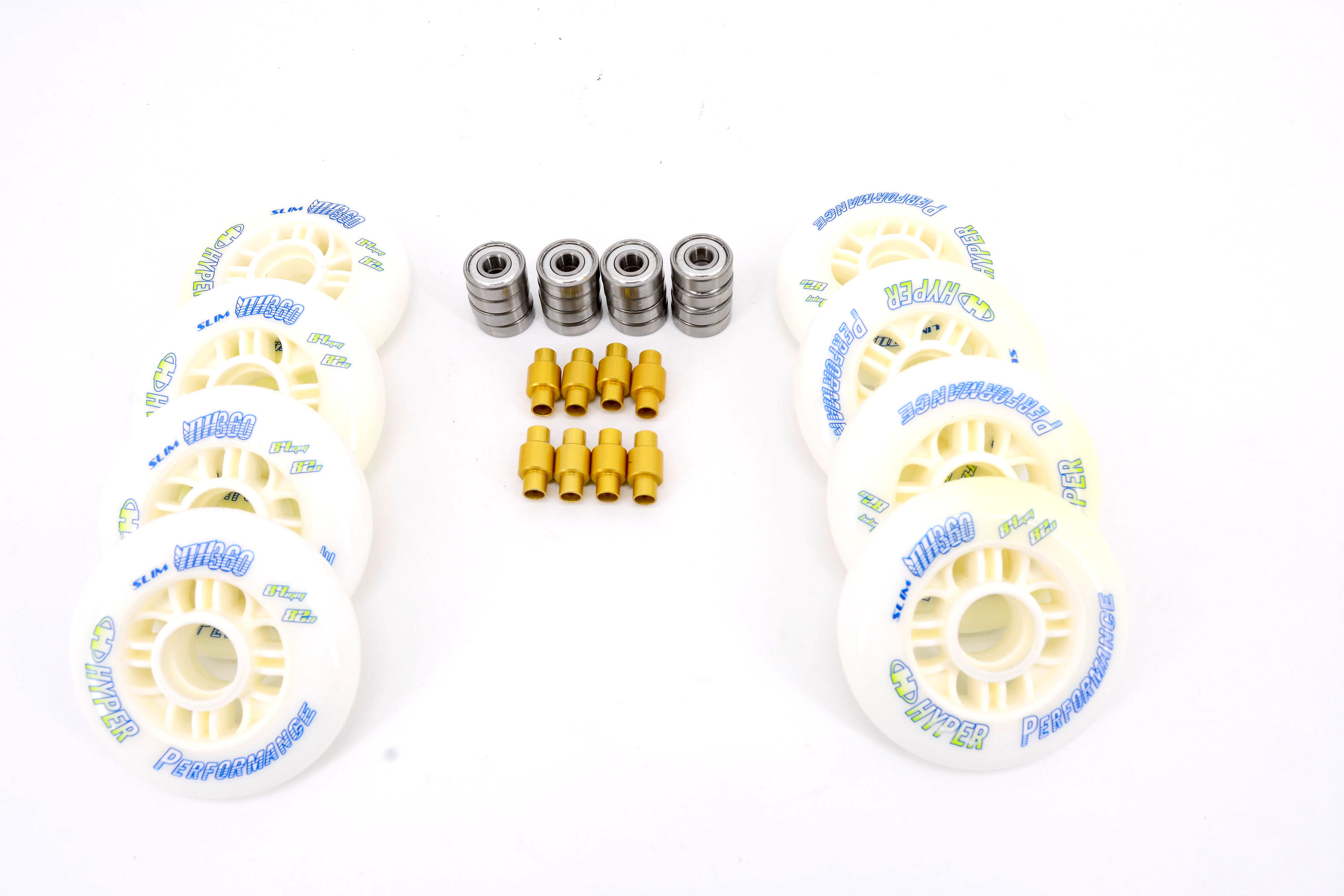 NX360 84mm / 82a Inline 8 Rollen Set montiert ABEC 9, 6mm Spacer für k2 Skates 2/3