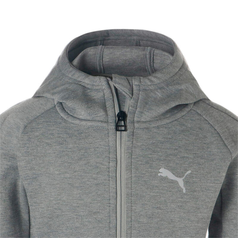 Hanorac copii Puma Evostripe Full-zip Hoodie Dk B, Gri