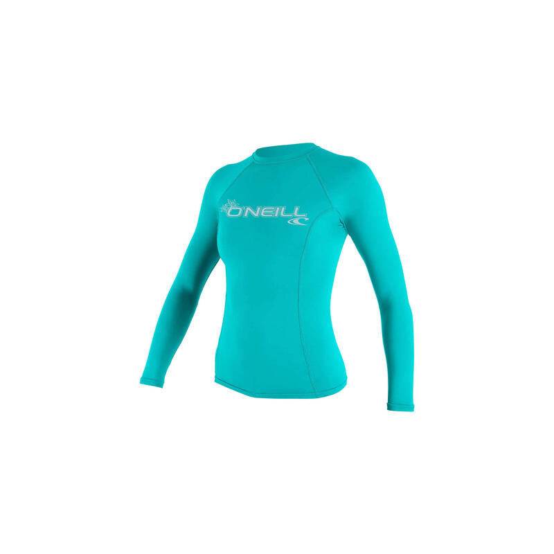 O'Neill Basic Skins Long Sleeve Crew Rash Vest - Light Aqua