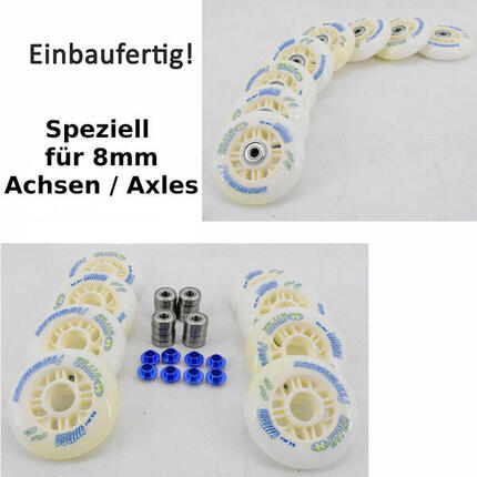 NX360 84mm / 82a Inline 8 Rollen Set montiert ABEC 9, 8mm Spacer für k2 Skates