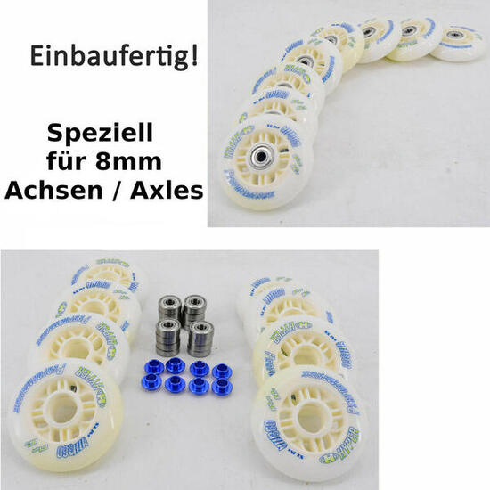 NX360 84mm / 82a Inline 8 Rollen Set montiert ABEC 9, 8mm Spacer für k2 Skates