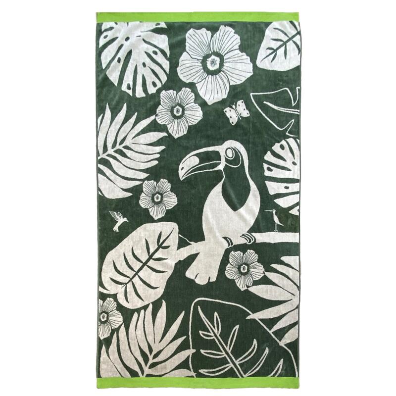 Serviette de plage éponge velours Jacquard Musia 100x175 470 g/m² vert