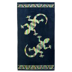 Serviette de plage éponge velours Jacquard Irvine 75x150 400 g/m² noir