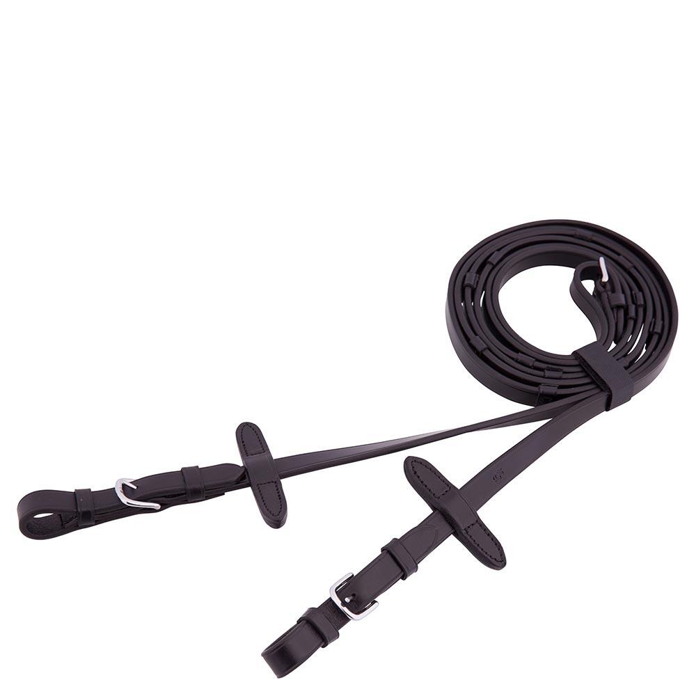 Br - Rênes Pour Cheval En Cuir Main-bouchons Boucles Rond Br Equitation - Rênes - Gris|noir - Fs - Decathlon