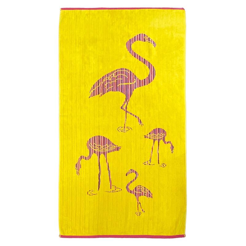 Serviette de plage éponge velours Jacquard Rialto 75x150 400 g/m² jaune