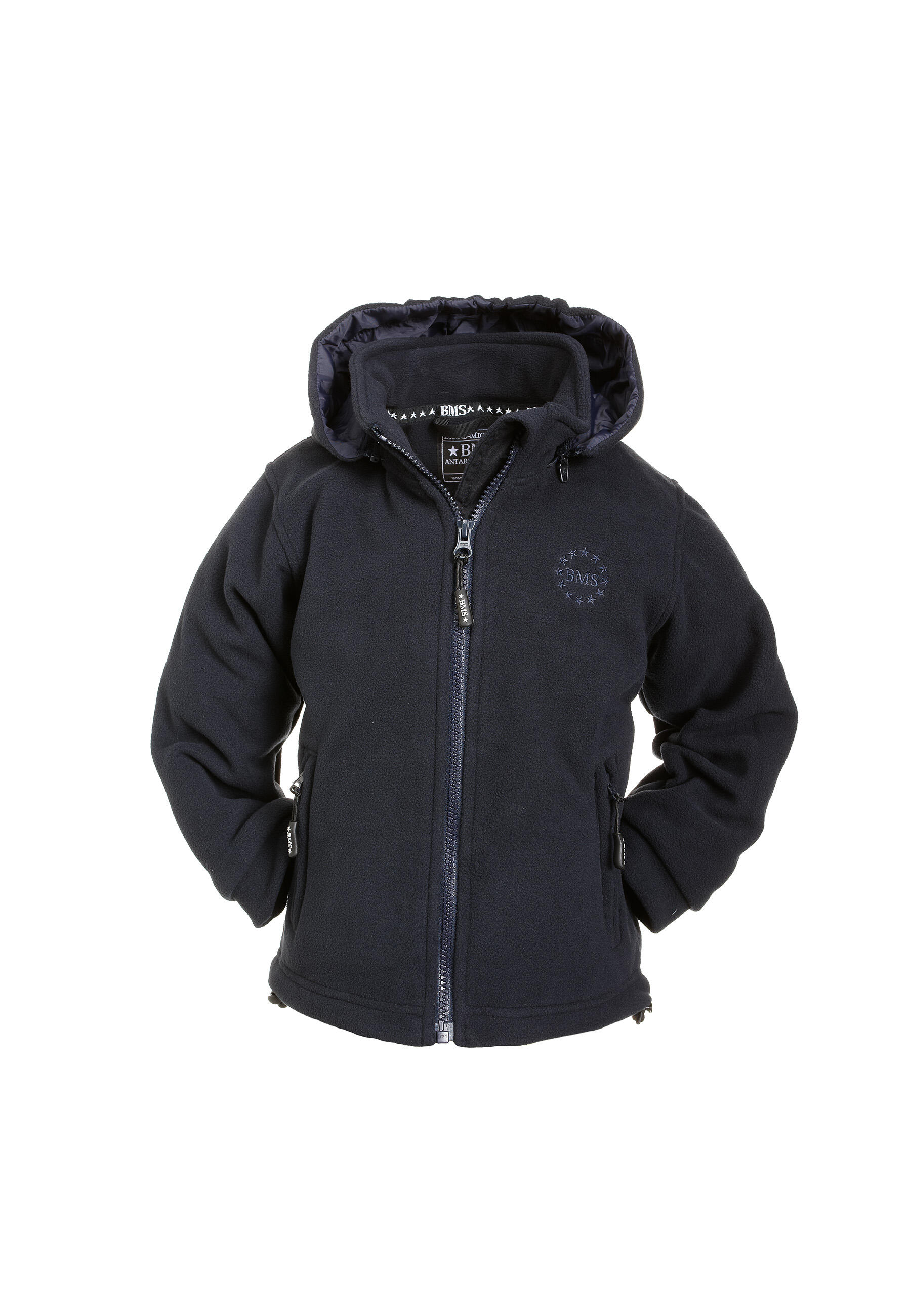 BMS Fleecejacke mit Kapuze und Windstopp Unisex dunkelblau BMS
