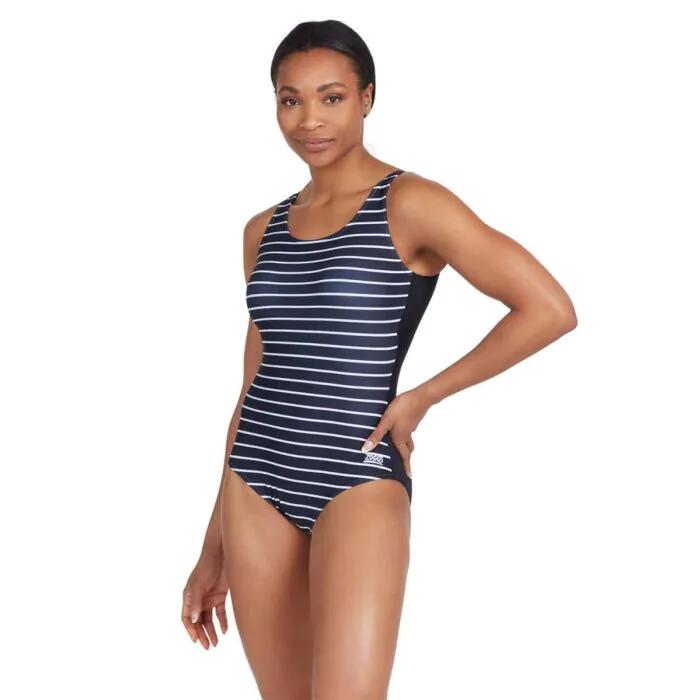 Zoggs Yarra Scoopback One Piece Swimsuit Size 32 Black & White