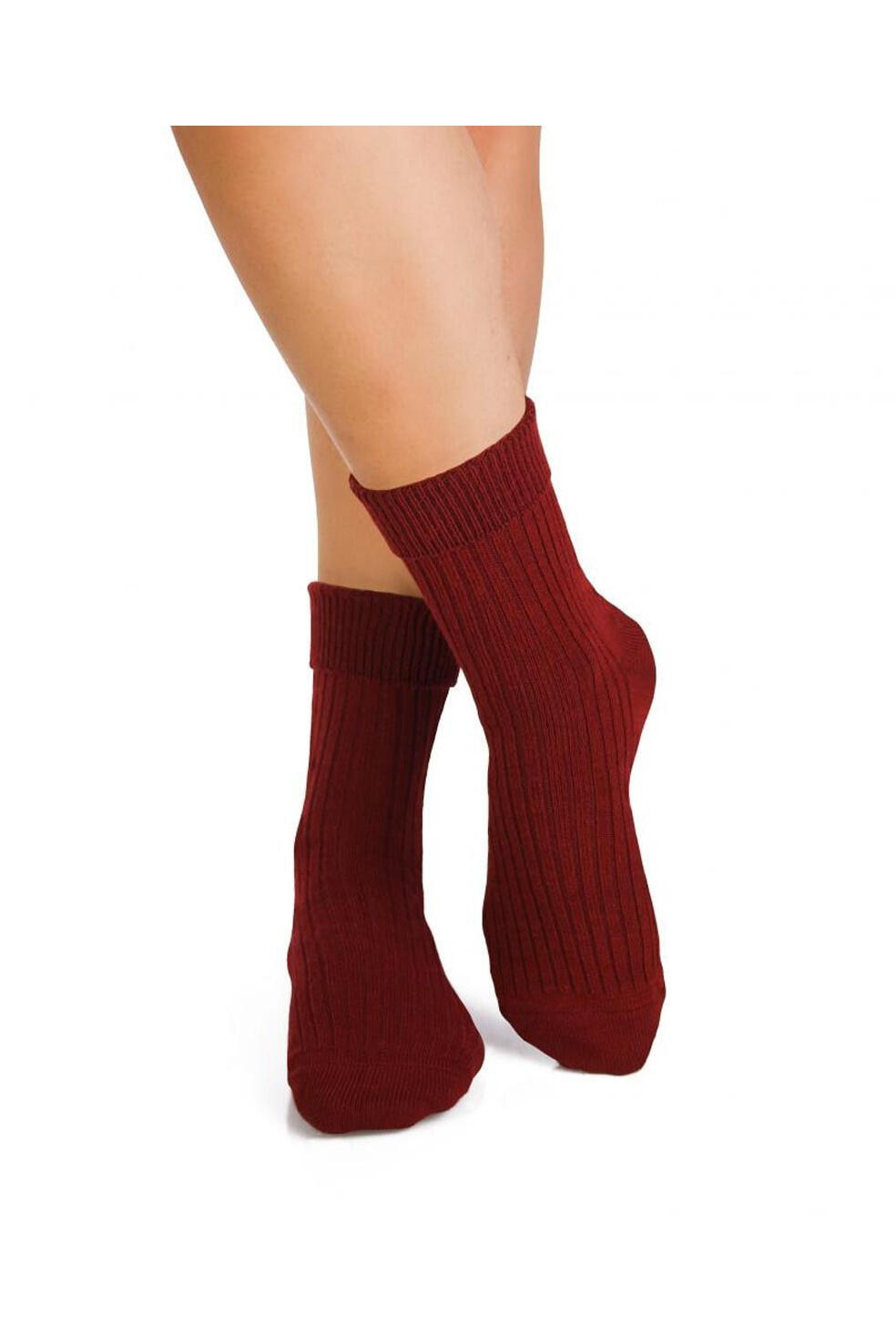 Sosete antibacteriene din lana merino Warm Ribs Bordeaux, 39-42 EU