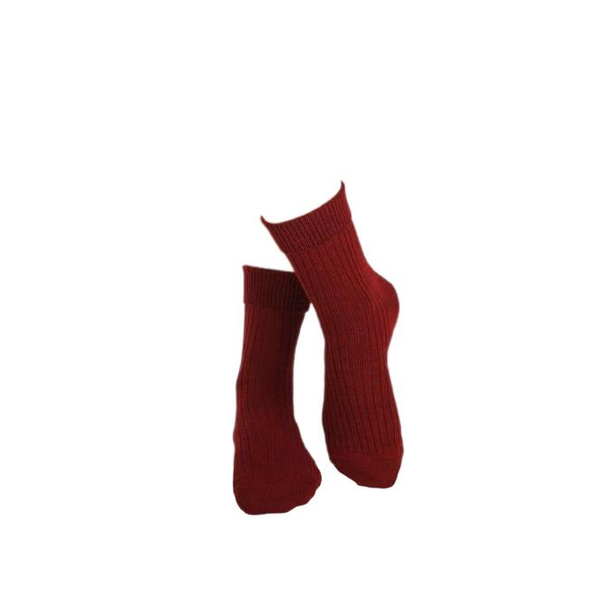 Sosete antibacteriene din lana merino Warm Ribs Bordeaux, 35-38 EU