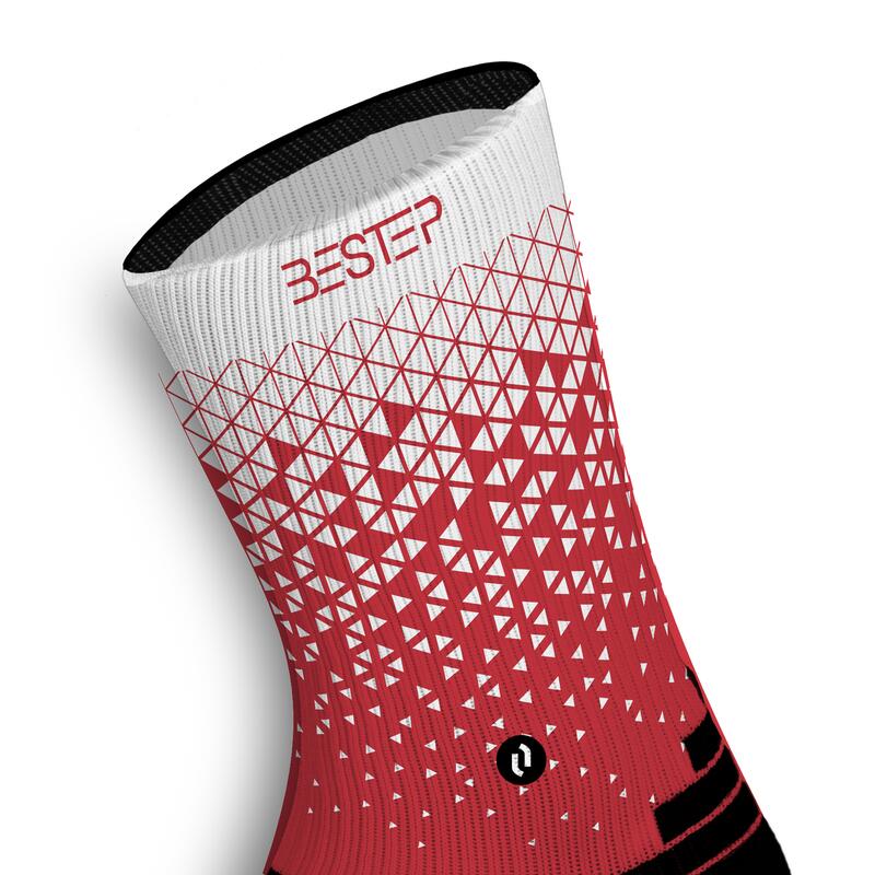 Calcetín Caña Alta Munich Baloncesto Unisex Bestep Rojo y Blanco