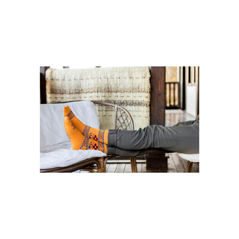 Sosete antibacteriene din lana merino Ethno Fine Ochre, 39-42 EU