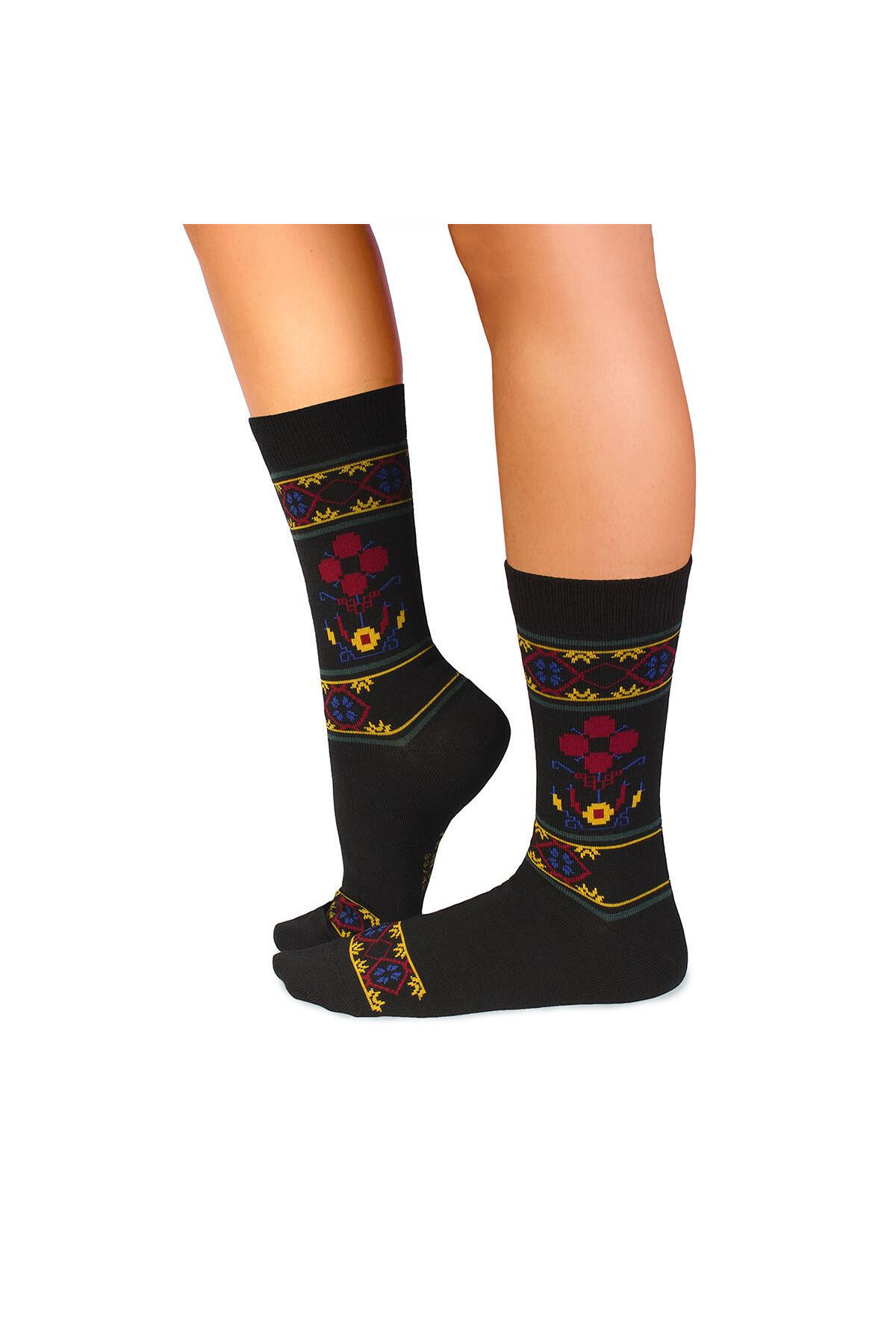 Sosete antibacteriene din lana merino Ethno Fine Black, 43-46 EU