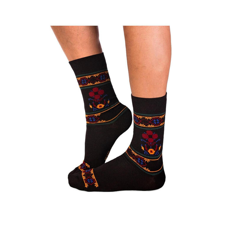 Sosete antibacteriene din lana merino Ethno Fine Black, 43-46 EU