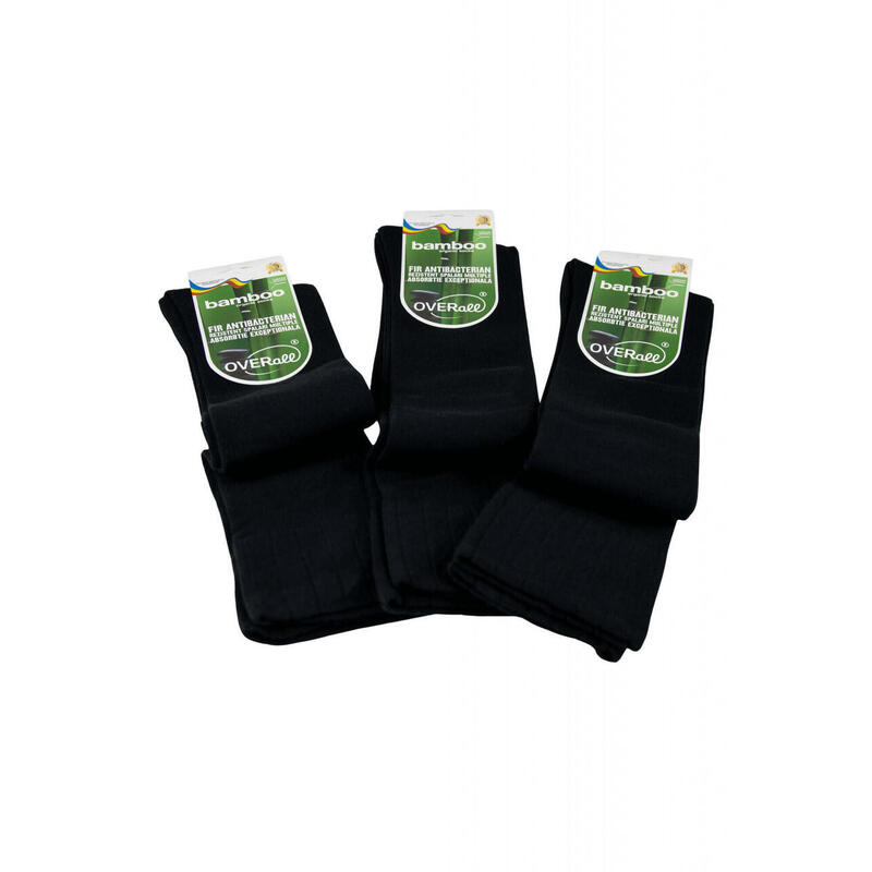 Set Overall 3 perechi sosete 3/4 sub genunchi Bamboo, diabetici, dama, Negru