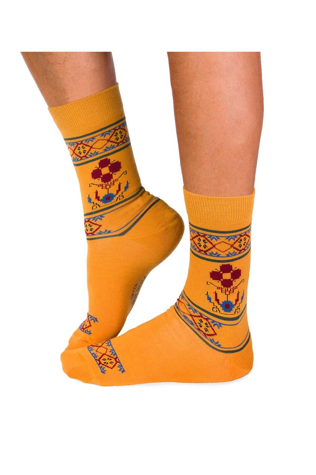 Sosete antibacteriene din lana merino Ethno Fine Ochre, 43-46 EU