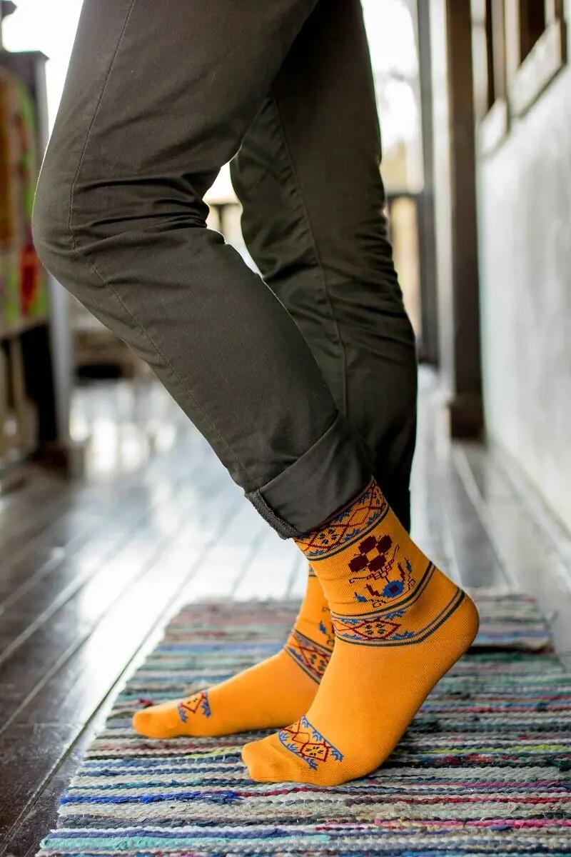 Sosete antibacteriene din lana merino Ethno Fine Ochre, 43-46 EU 2/5