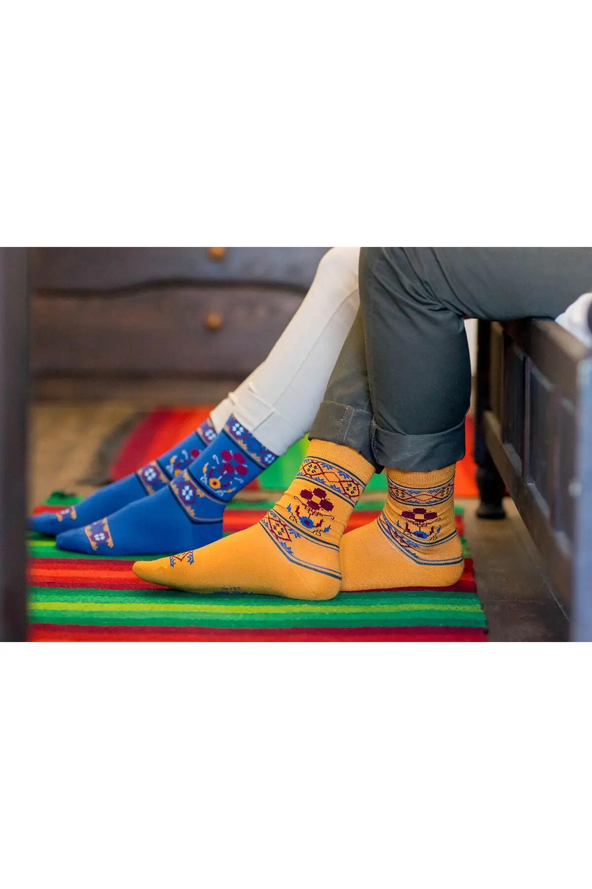 Sosete antibacteriene din lana merino Ethno Fine Ochre, 43-46 EU 4/5