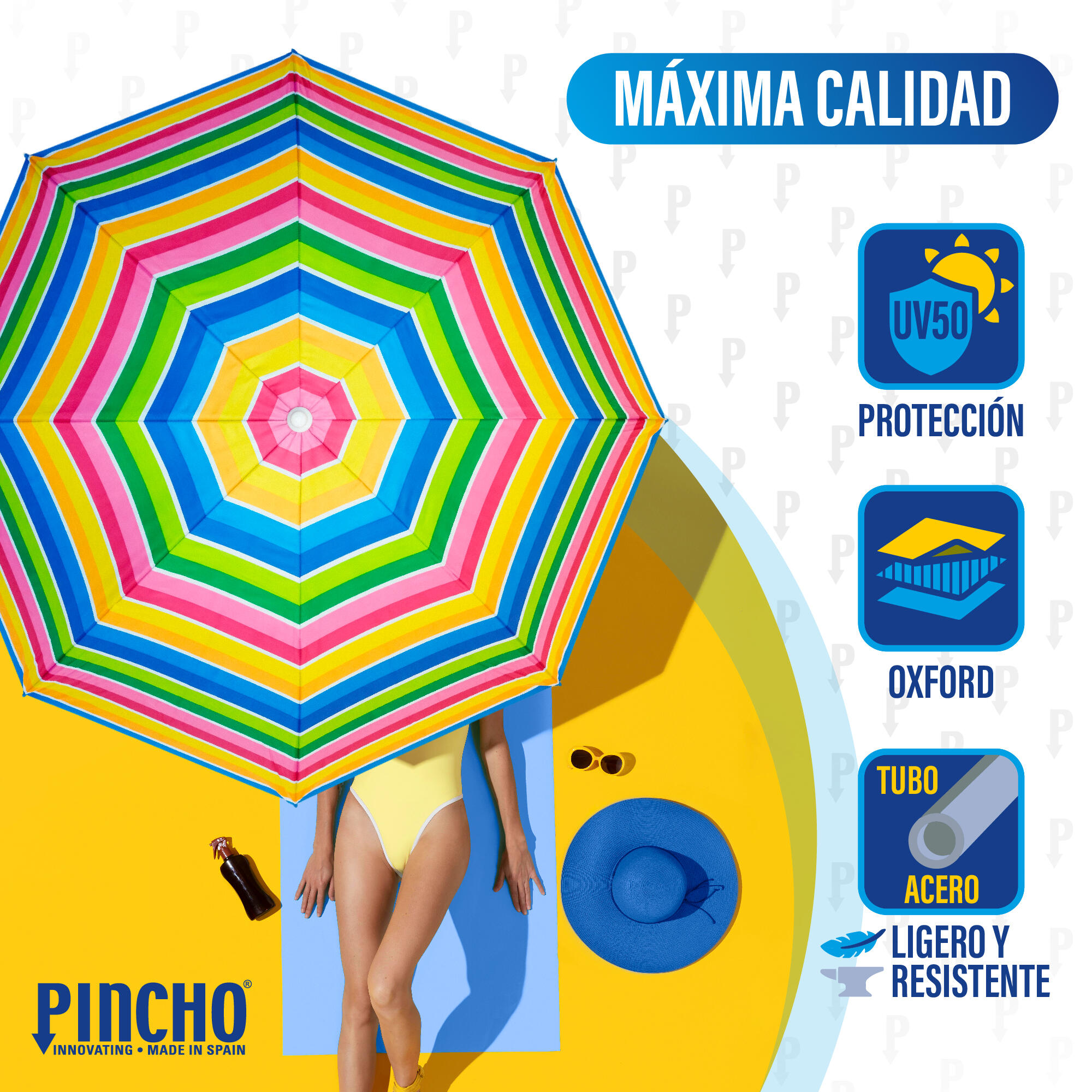 Sombrilla de Playa Pincho Calpe Multicolor 180cm 3/6