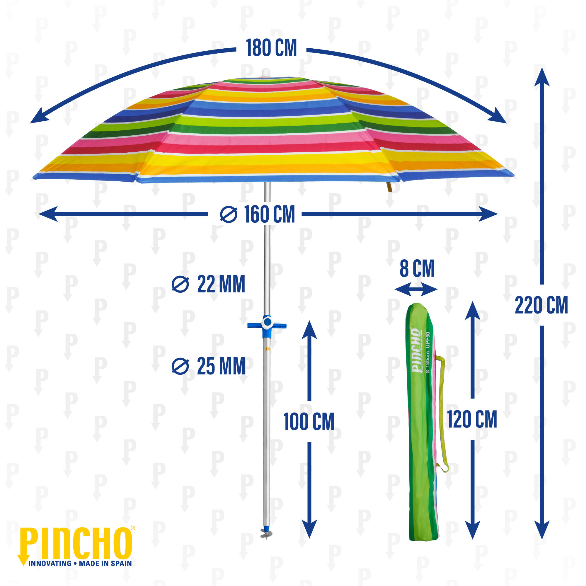 Sombrilla de Playa Pincho Calpe Multicolor 180cm 5/6