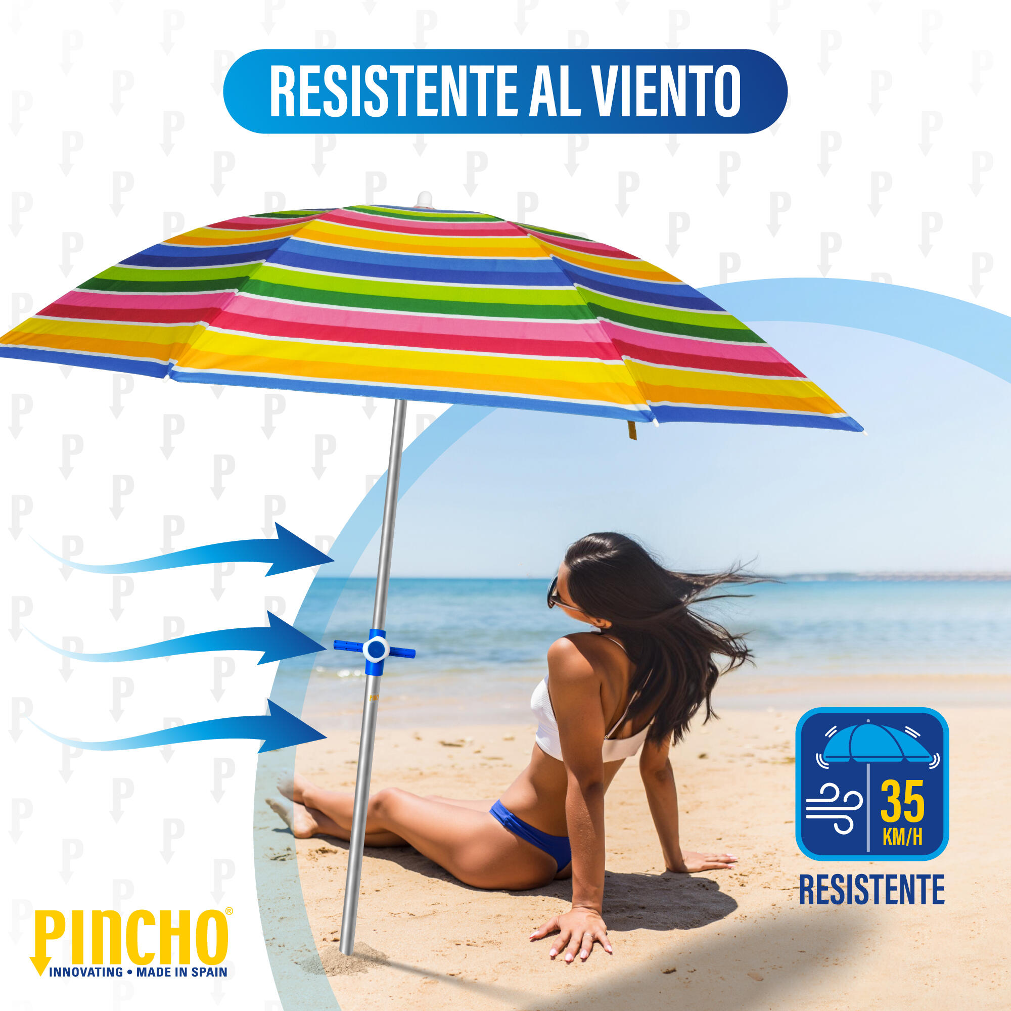 Sombrilla de Playa Pincho Calpe Multicolor 180cm 2/6