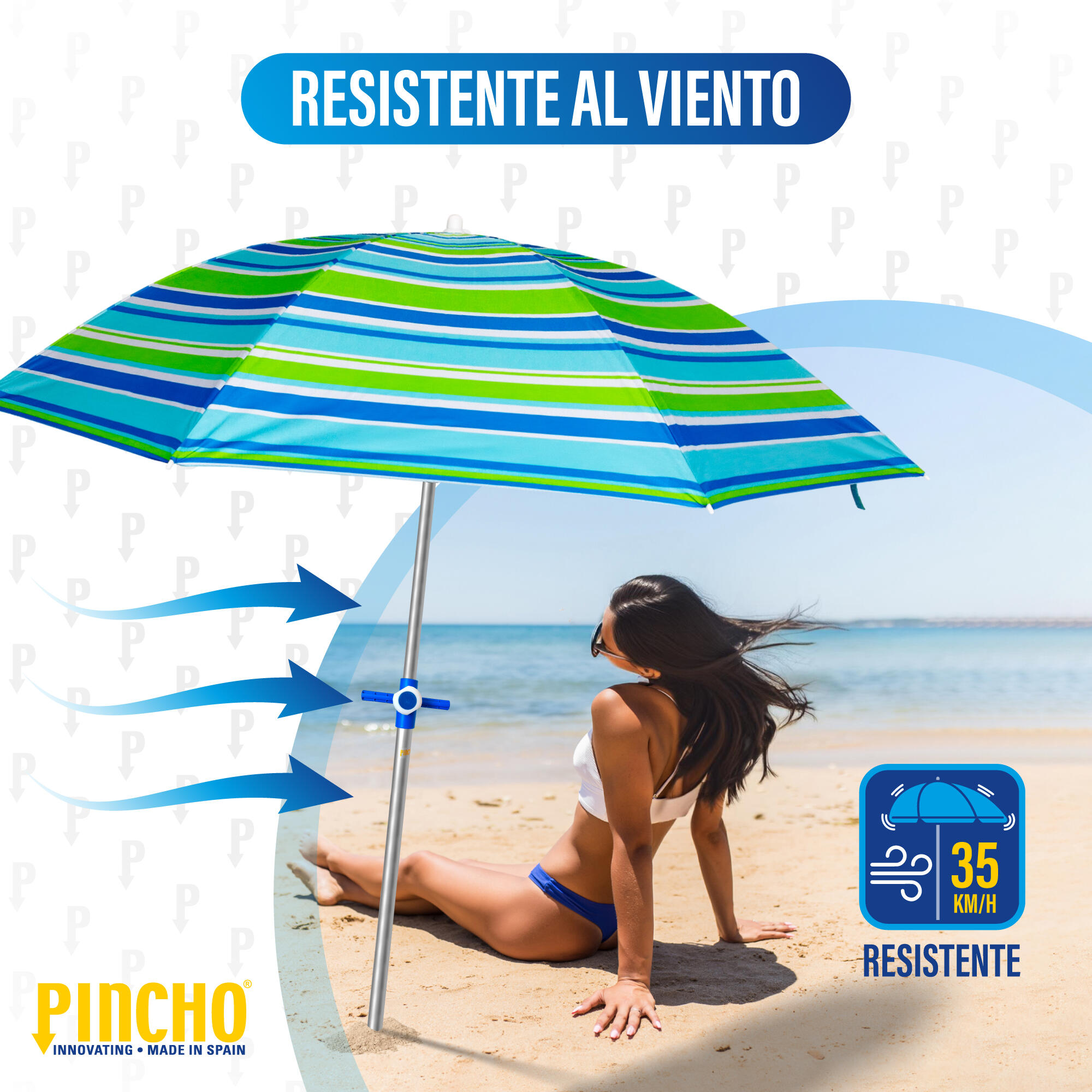 Sombrilla de Playa Pincho Calpe Beach verde 180cm 2/6