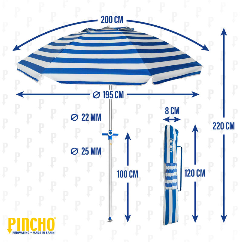 Sombrilla de Playa Pincho Modelo Altea Marinera 200cm