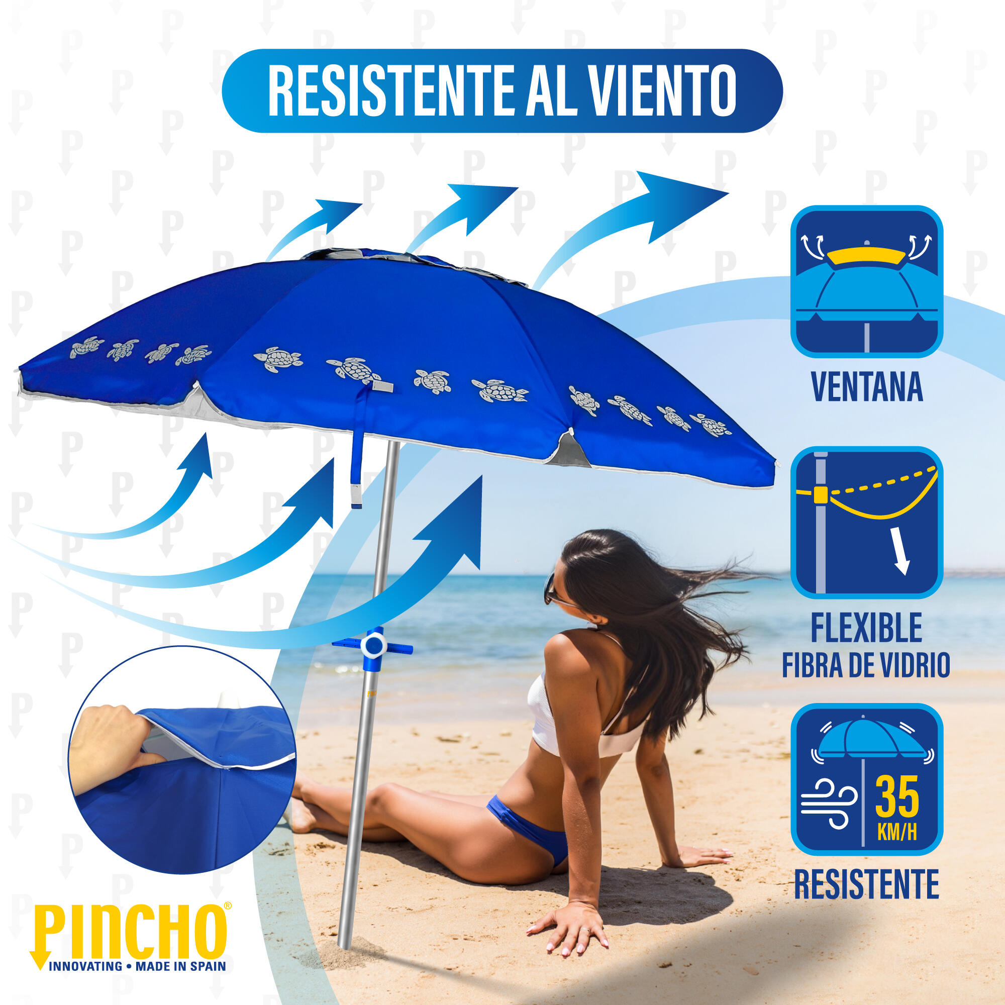 Sombrilla de Playa Pincho Altea Tortugas 200cm 2/6