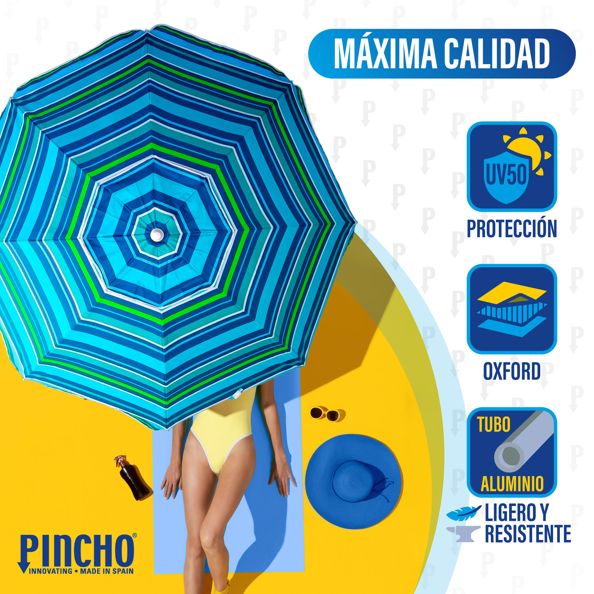 Sombrilla de Playa Pincho Benisa Multiazul 200cm 3/6