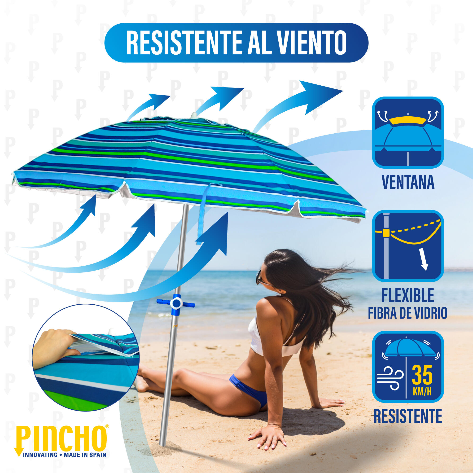Sombrilla de Playa Pincho Altea Multiazul 200cm 2/6