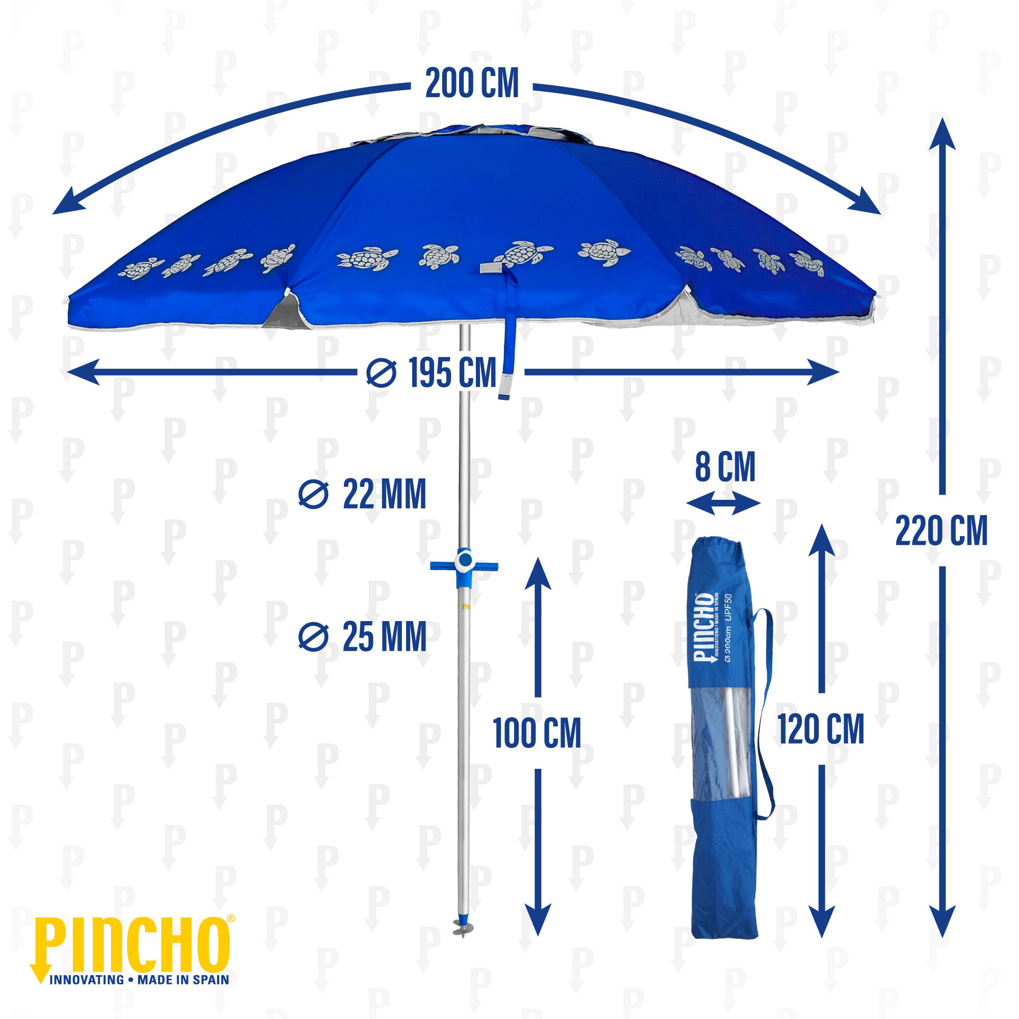 Sombrilla de Playa Pincho Altea Tortugas 200cm 5/6