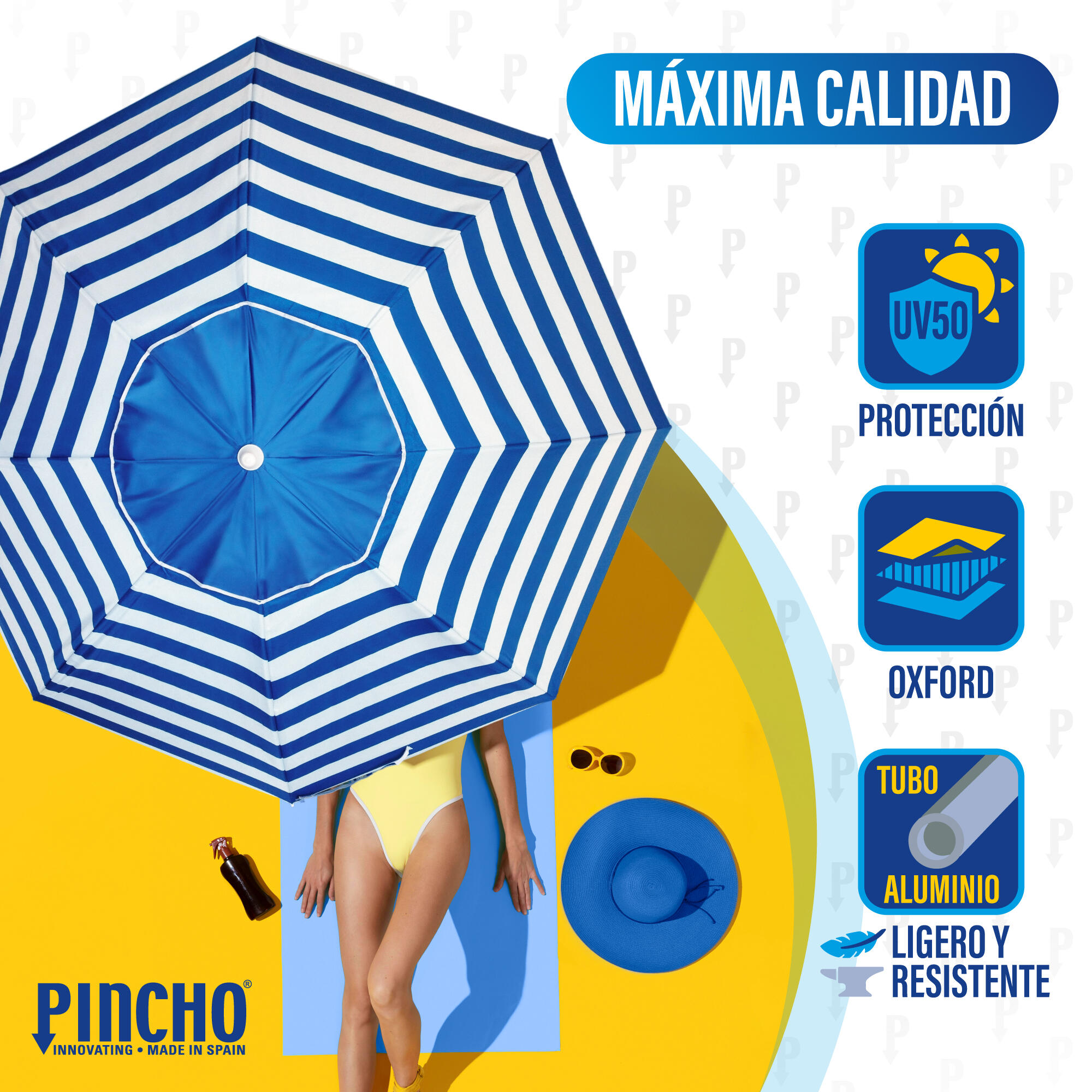 Sombrilla de Playa Pincho Modelo Altea Marinera 200cm 3/6