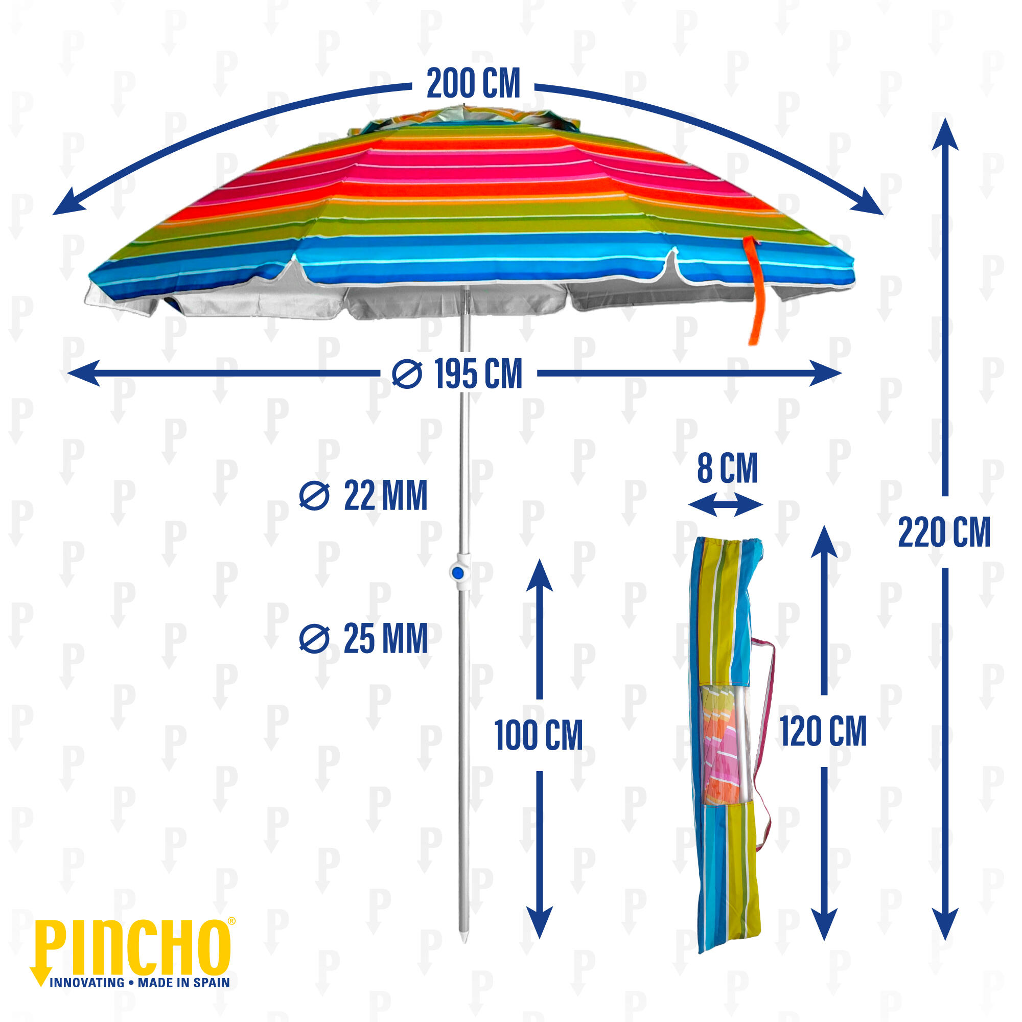 Sombrilla de Playa Pincho Benisa Multicolor 200cm 5/6