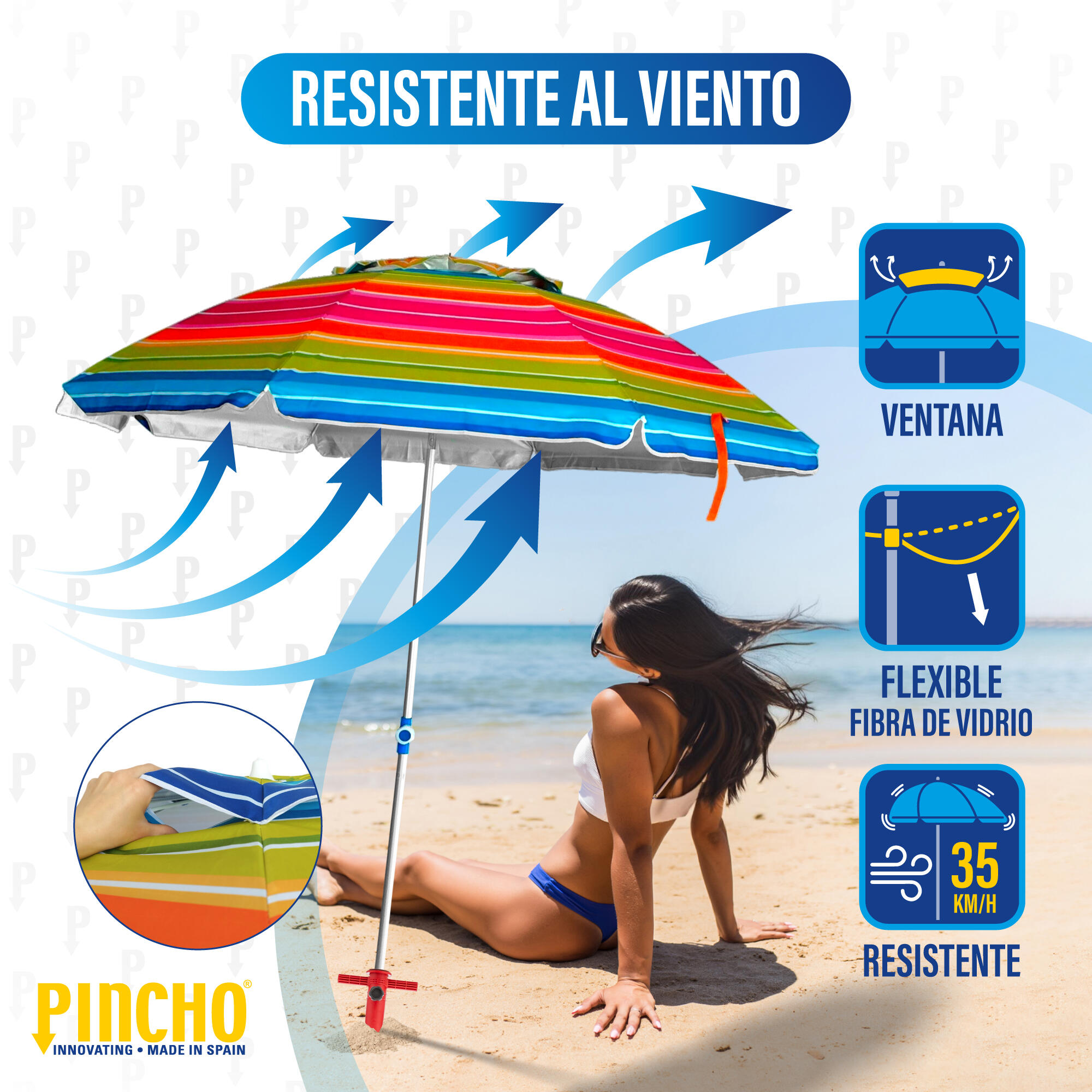 Sombrilla de Playa Pincho Benisa Multicolor 200cm 2/6