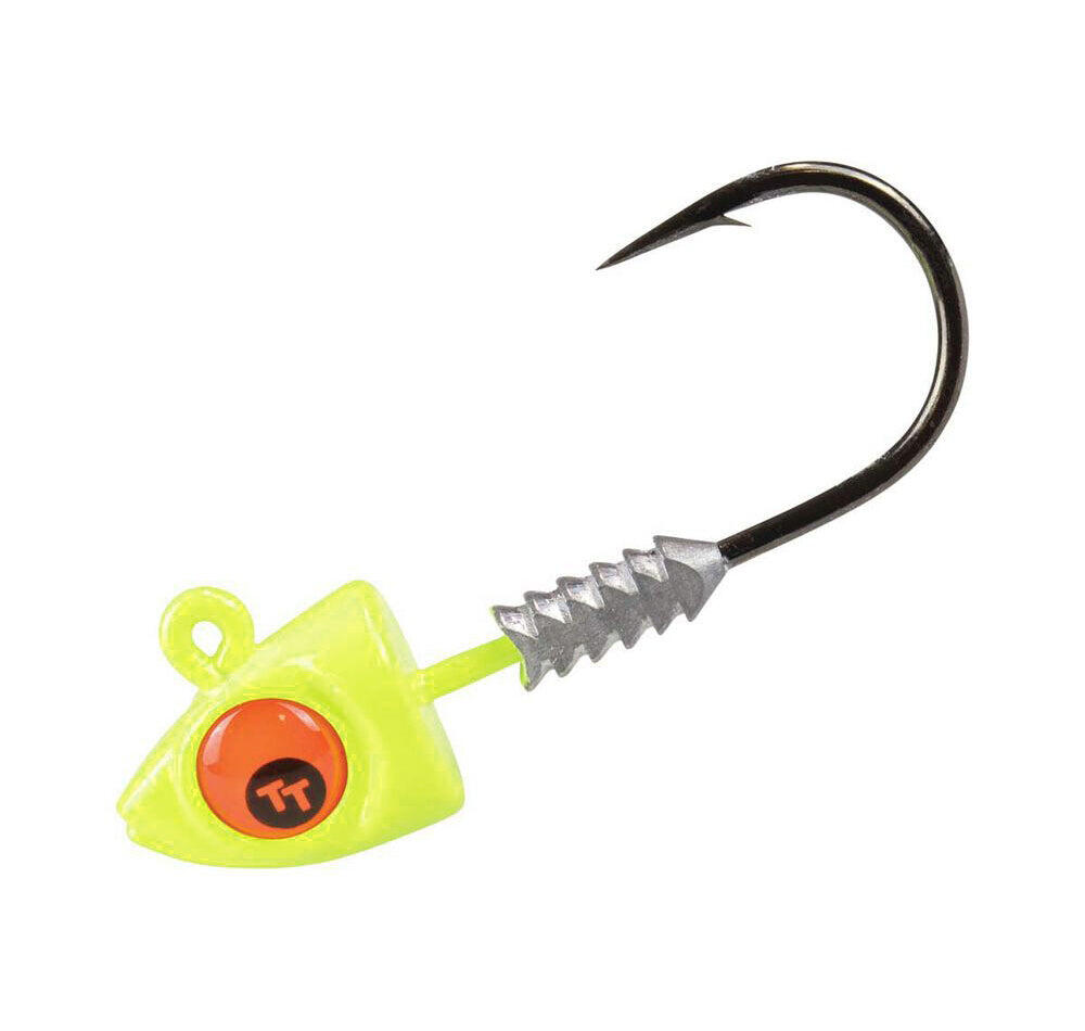 TT Big EyeZ Jig Heads Chartreuse Red Eyez / 5/0 / 3/8oz