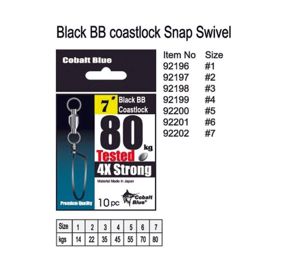 Cobalt Blue 4X Strong Ball Bearing Coastlock Snap Swivels