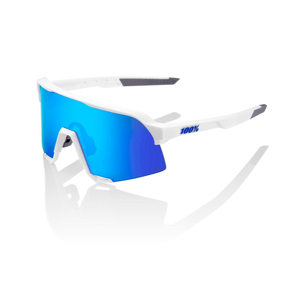 100 Percent Eyewear S3 - Matte White - HiPER Blue  Mirror