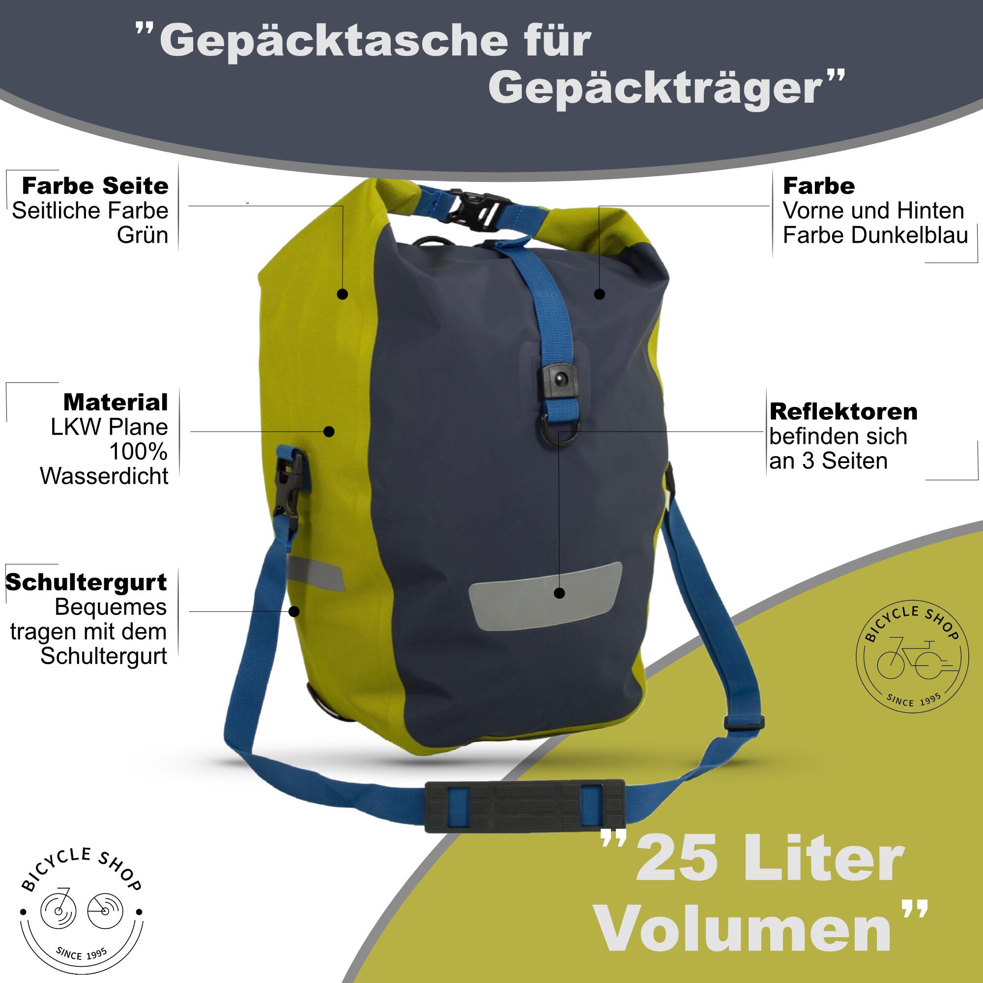 Gepäckträger Tasche Wasserdicht RollTop Fahrradtasche 25 L 2/5