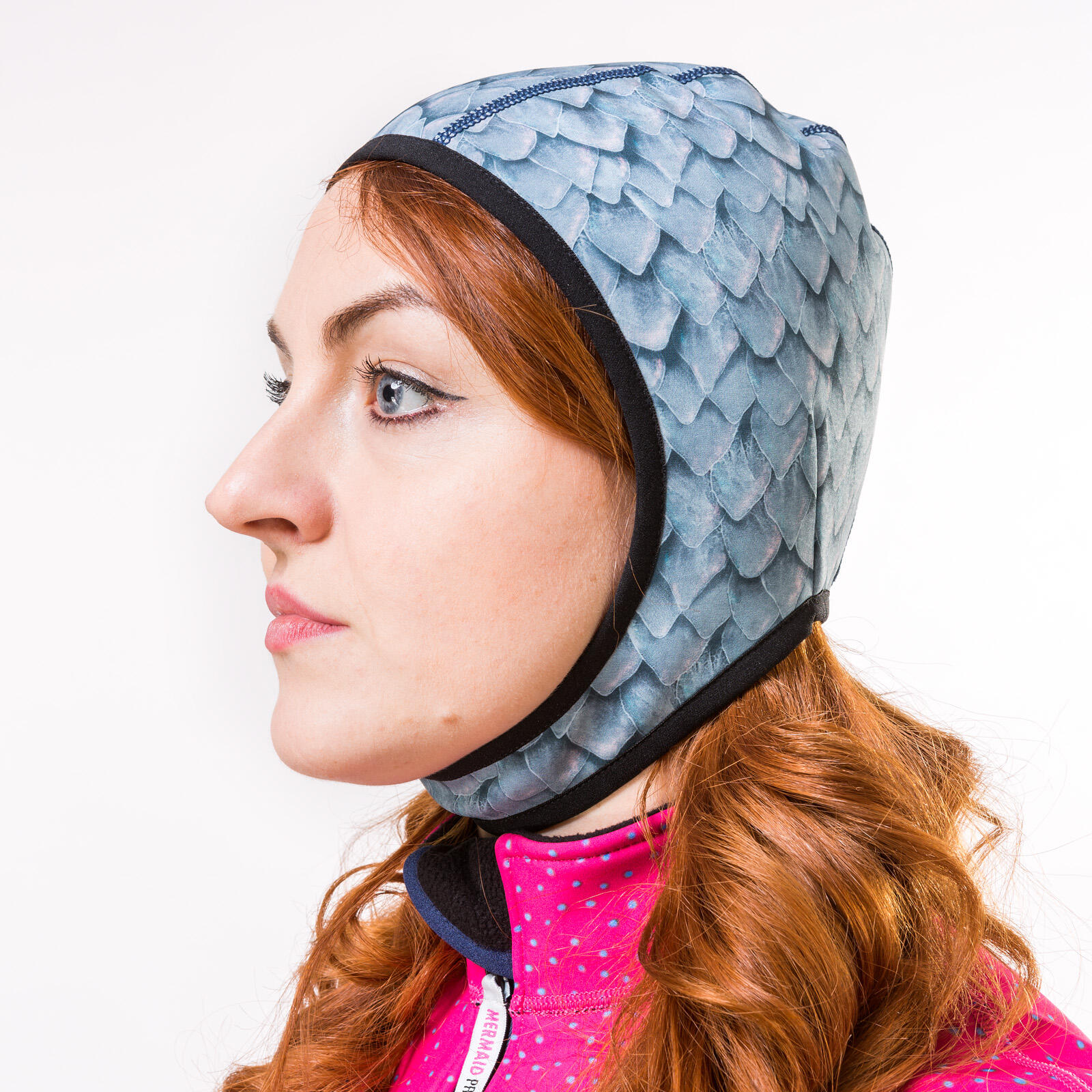 Mermaid Protector - #neoprenefree Bonnet De Natation Et De Plongée "madame Shark" - Cagoule - Bleu|gris - Moyen - Decathlon