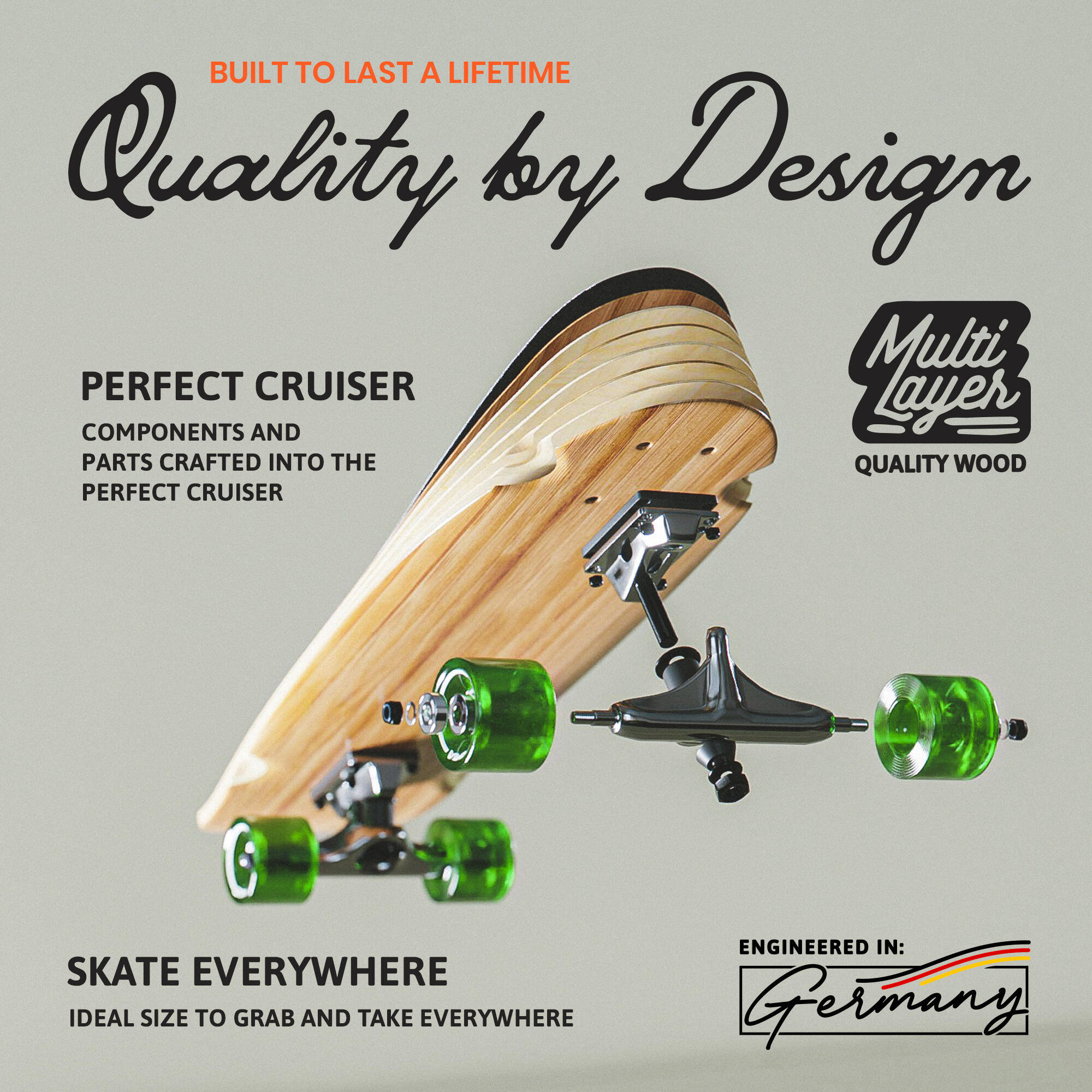 Mini Long Cruiser Vintage, 70cm, roulements ABEC 9, haute vitesse, kicktail 3/7