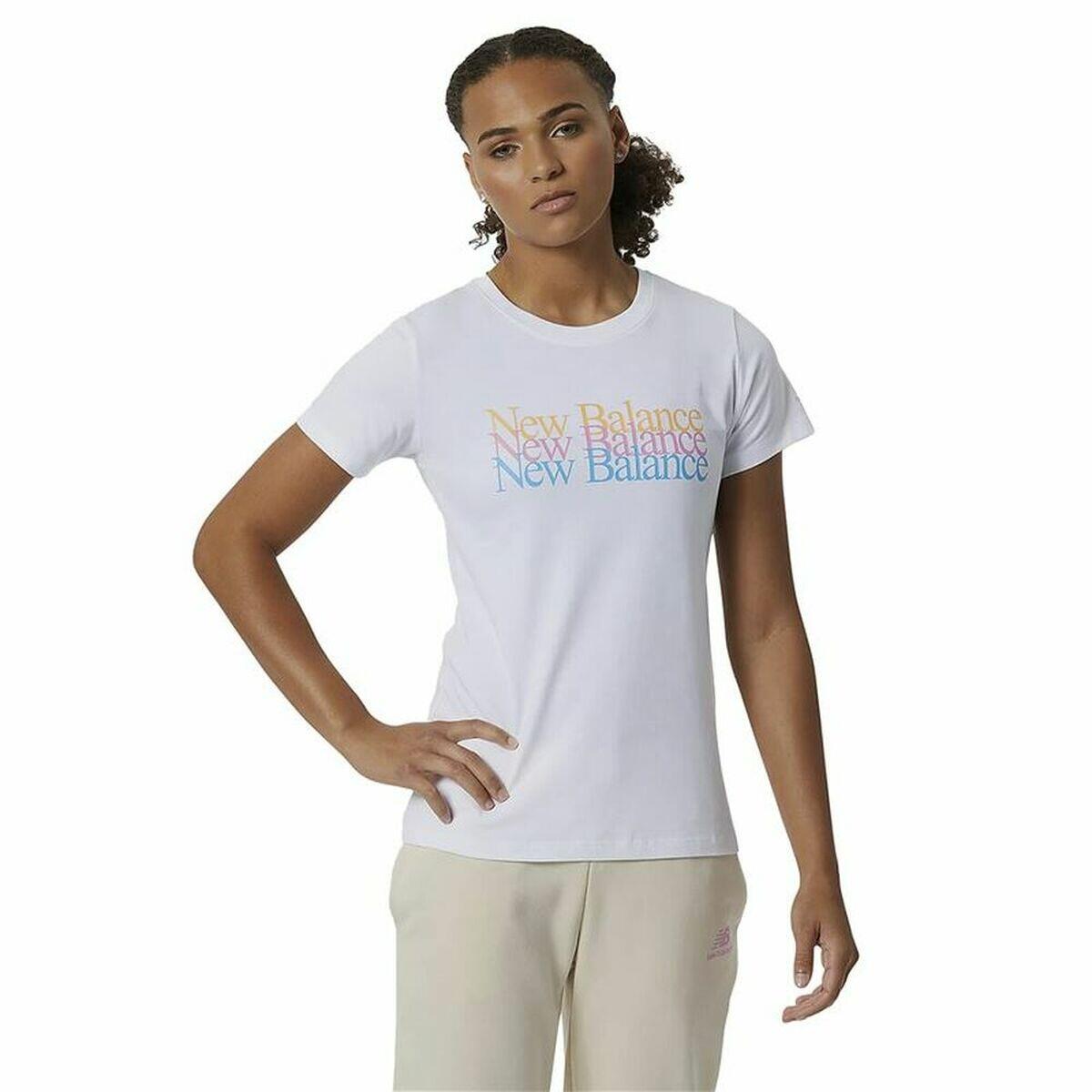 NEW BALANCE Dames-T-Shirt met Korte Mouwen New Balance Essentials Celebrate Wit