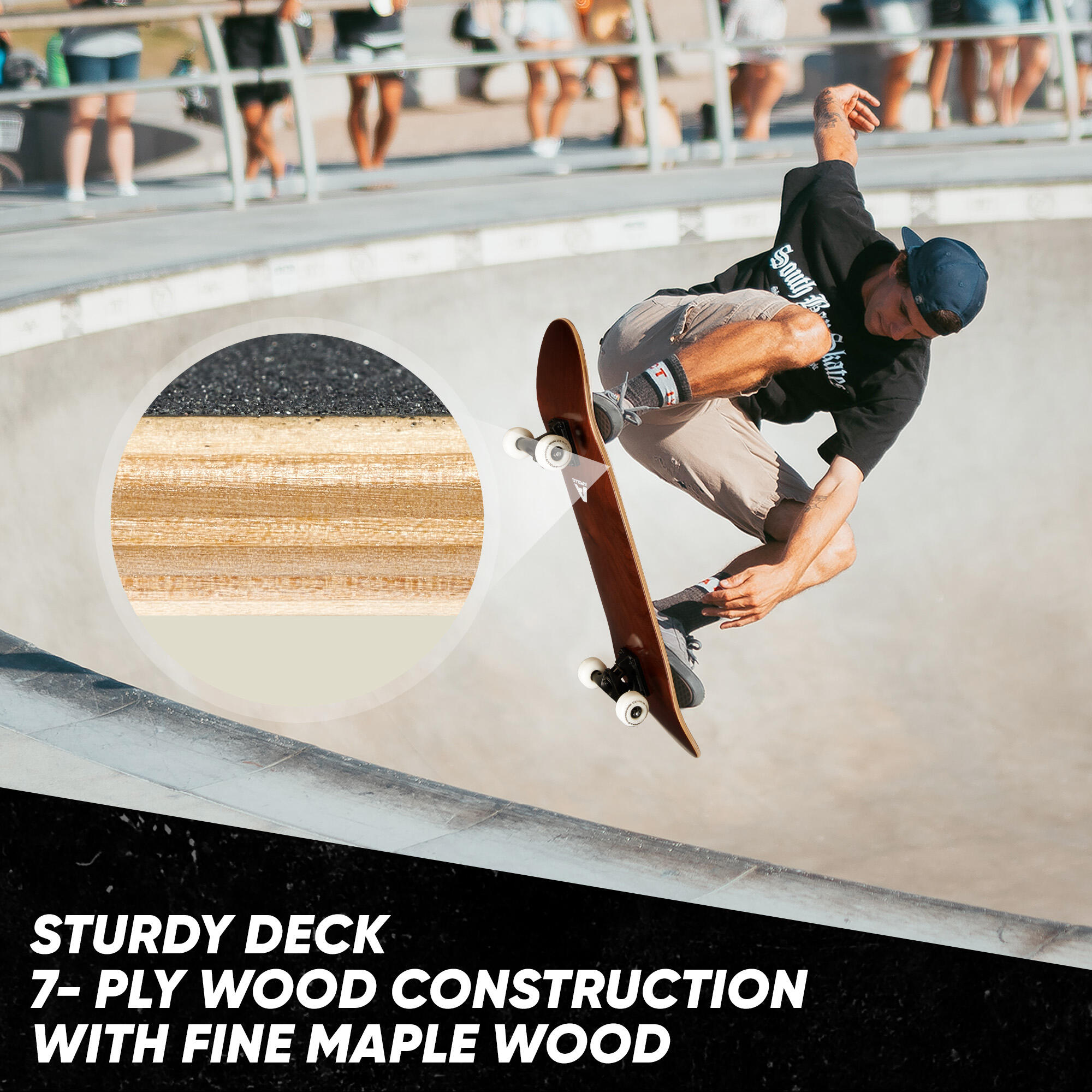 Skateboard 7 plis, concave moyen, roulements ABEC-7 4/7